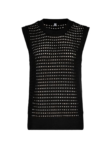 Image of SuperPrity Women's Sweater Vest Sleeveless Crochet Sheer Knit Sweater Tank Casual See Through Crewneck Sweater