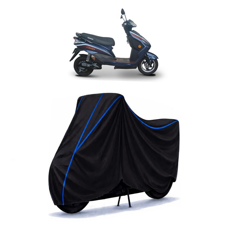 Image of Scooty Cover Water Resistant for Ridge | Universal Scooter & Bike Cover | Heavy Duty UV Protection | Dust, Rain & Scratch Protection | Elastic Fit All Weather Indoor Outdoor | Black with Blue Piping