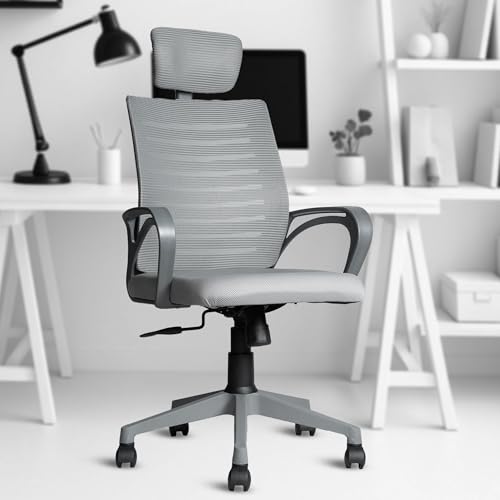 Image of MRC Boom Mesh High-Back Ergonomic Desk Office Chair with 3 Years Warranty & DIY Assembly | Tilting Mechanism,Comfortable Seat and Revolving Nylon Base |Ideal for Work from Home (Grey)