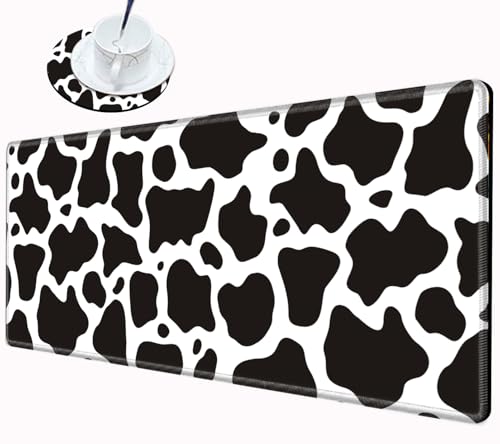 Image of Gaming Mouse Pad Large Mousepad Cow Print Desk Mat XXL Big Desk Pad Rubber Base Computer Pad with Stitched Edges Mouse Mat for Work Game Home Office