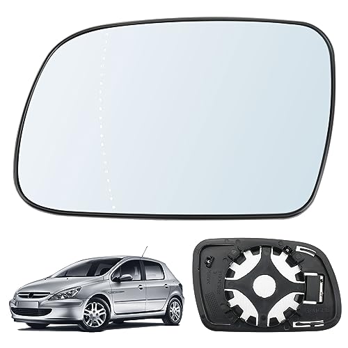 Cristal De Retrovisor Calefactable Compatible con Peugeot 307 2001-2007/407 2004-2008 Espejo