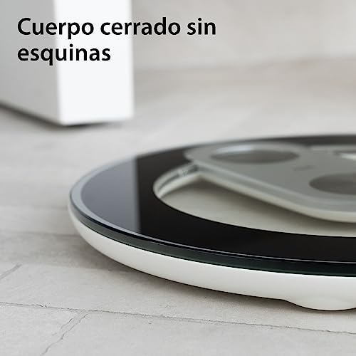 Miniatura 5 de Ade Báscula De Baño Digital De Vidrio Resultados Altamente Precisos Elegante Iluminación Led Azul Pantalla Led Cuerpo Redondo Sin Esquinas Ni Bordes Hasta 180 Kg