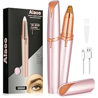 Alaoo Eyebrow Trimmer for Women, Rechargeable Portable Eyebrow Shaper Painless Electric Facial Hair Remover Shaver for Brows Face Cheek Lips Fuzz, Rose Gold