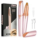 Alaoo Epilatore Viso Donna, Rasoio per Sopracciglia Indolore， Ricaricabile rasoio per viso e sopracciglia, Per sopracciglia, labbra, peli del viso(Oro Rosa)