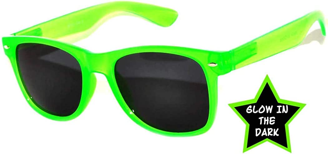 OWL Retro Classic Smoke Lens Vintage Sunglasses Green Frame glow in the dark
