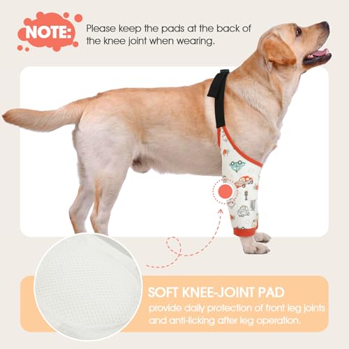 Image of Dog Recovery Suit for Front Legs, Dog Recovery Sleeves After Surgery with Elastic Band, Soft Protective Elbow Braces for Medium Large Dogs, Cone Collar Alternative to Stop Licking Leg Wounds,Red,3XL