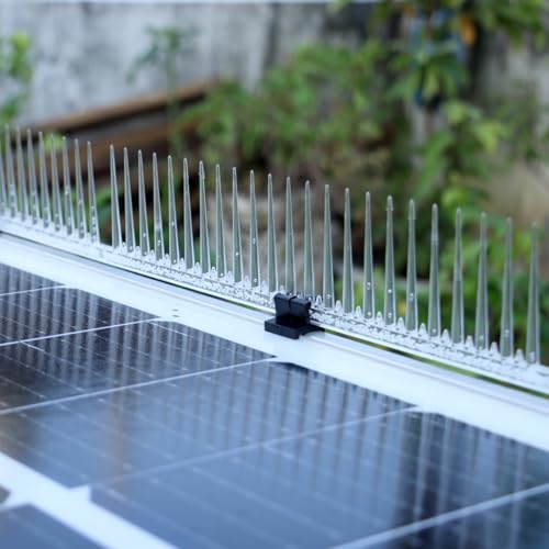 Image of Bird Spikes for Solar Panels with Stand (Pack of 10) Polycarbonate Anti-Bird Strips for Fits 30 40mm Thick Panels Effective Solar Panel Protection Solution