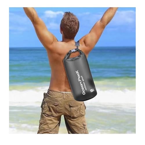 Dry Bag Waterproof, Bolsa seca impermeable ligera de 15L para almacenamiento, viaje, natación, navegación, kayak, camping y playa - Blanco miniatura 4