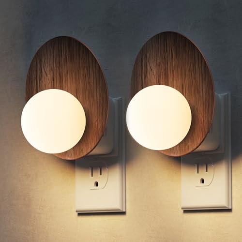 Image of L LOHAS LED Night Light, Cozy Rustic Farmhouse Night Light | 2 Pack, Dusk to Dawn Sensor, 3000K Soft White, Brightness Adjustable, Vintage Nightlight for Bathroom Adults