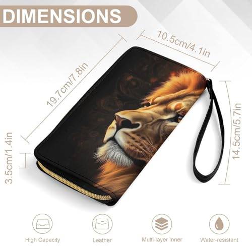 Travel Slim Wallet for Women, Large Capacity Credit Card Holder Lion of Judah Purse Pu Leather Waterproof Long Wallet2