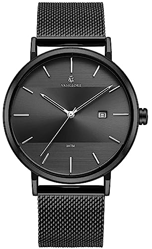 Relógio Masculino De Pulso Minimalista Preto Fosco Aço Inoxidável...