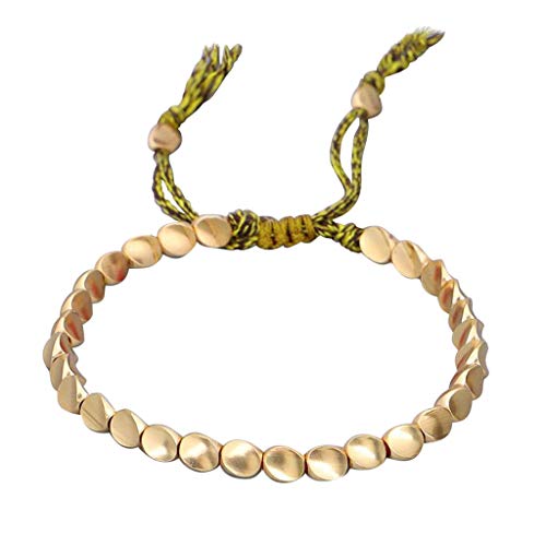 Pulsera de tela de cuentas de cobre y cuerda hecha a mano, pulseras de hilo...