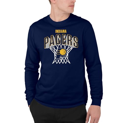 Junk Food Men's Standard Indiana Pacers Nothing But Net-NBA Adult Long Sleeve Fan T-Shirt Women, Navy