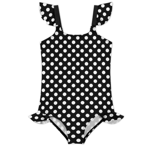 Image of Girls One Piece Swimsuit Polka Dots Ruffles Swimwear Bathing Suits 3-12 Years