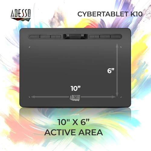 Image of Adesso Large Graphics Drawing Tablet Pad, 10x6 Inch, 8192 Levels