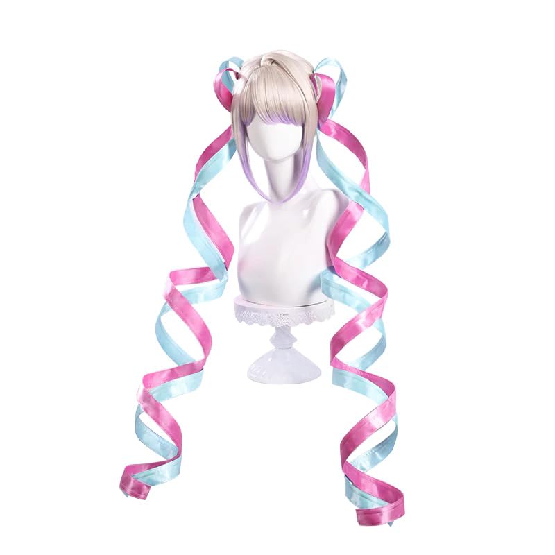 KIRA KIRA KAngel Cosplay Wig NEEDY OVERDOSE KAngel 28cm/11’’ Ribbon Double Ponytail Hair for Halloween Cosplay