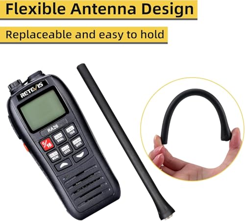 Image of Retevis RA26 Marine Radio Handheld, Floating IP67 Waterproof 2-Way Boat Radio with 1500mAh USB Rechargeable Battery, NOAA Weather Alert, International Channels, for Boating Sailing Emergency(1 Pack)
