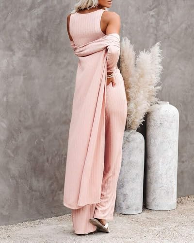 Image of Fessceruna Womens 3 Piece Lounge Pajamas Sets Cute Vacation Matching Set