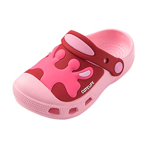 Whear Clogs Toddler Kids Cute Garden Shoes Boys Girls Indoor Outdoor Slippers Soft Walking Slip On Beach Pool Sandals (#01Pink,4.5-5Years)