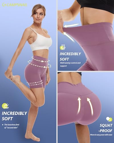 Image of CAMPSNAIL 4 Pack Biker Shorts for Women High Waist - 5 inch /8 inch Tummy Control Soft Athletic Yoga Workout Running Gym Shorts