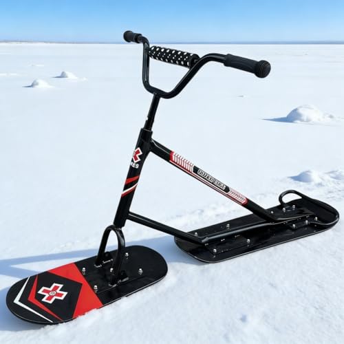Sci da neve e scooter ibridi 2026 con sistema di rotazione a 360°, triplo rinforzo in alluminio, capacità 150 kg, slitta da neve pronta all'avventura
