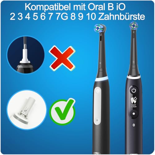 8 Stück iO Aufsteckbürsten Kompatibel mit Oral B iO Zahnbürste Elektrische, 8 Stück Zahnbürste Aufsätze für 2 3 4 5 6 7 8 9 10 Series Zahnbürste (8 Schwarz) 2