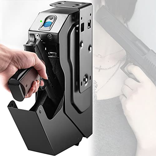 TAHALI Mini Coffre-Fort pour Arme De Poing à Empreintes Digitales, Armoire pour Pistolet en Acier avec 2 Clés