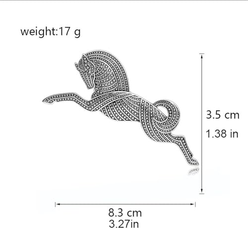 Image of Dreuyet Horse Brooch Pin Horse Racing Suit Lapel Pin for Women Men Rhinestone Antique Gold Horse Animal Brooch Clothing Outfits Accessory Jewelry