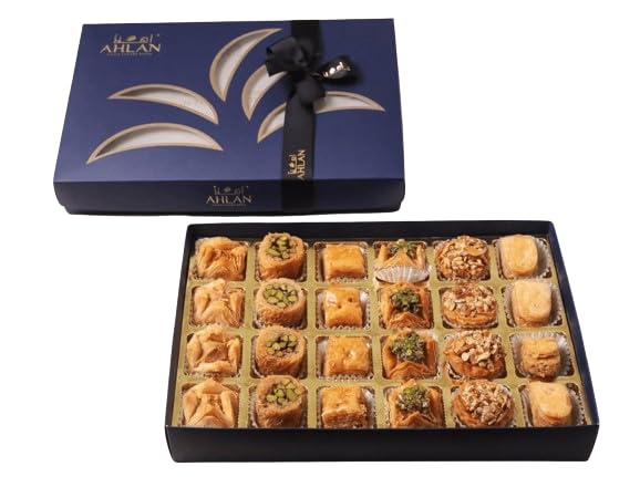 Image of AHLAN Mediterranean Baklava Assorted Box | Hamper of Turkish Baklava Sweets | Gift for Gourmet Enthusiasts (Box of 24)