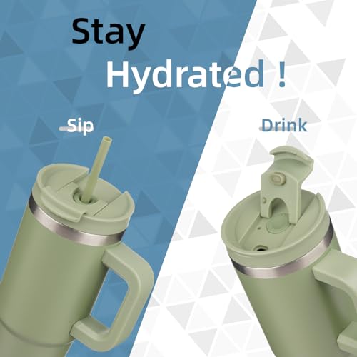 Image of Konokyo 30 oz Insulated Tumbler Water Bottle with Handle, Straw Lid