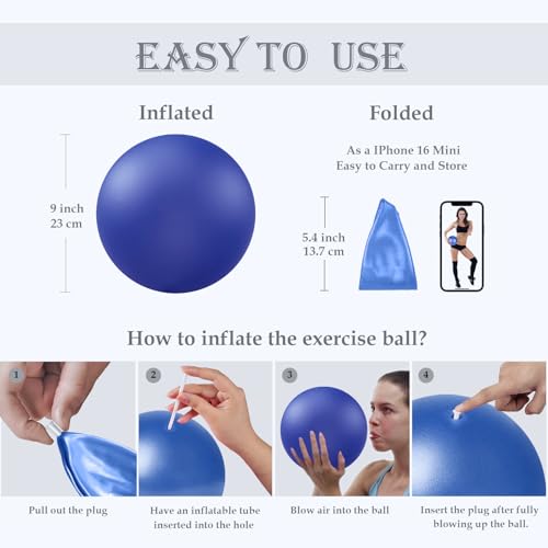 Image of PL-0003 Soft Exercise Ball, Anti-Burst Yoga Ball Chair Supports 2200lbs PL-0003