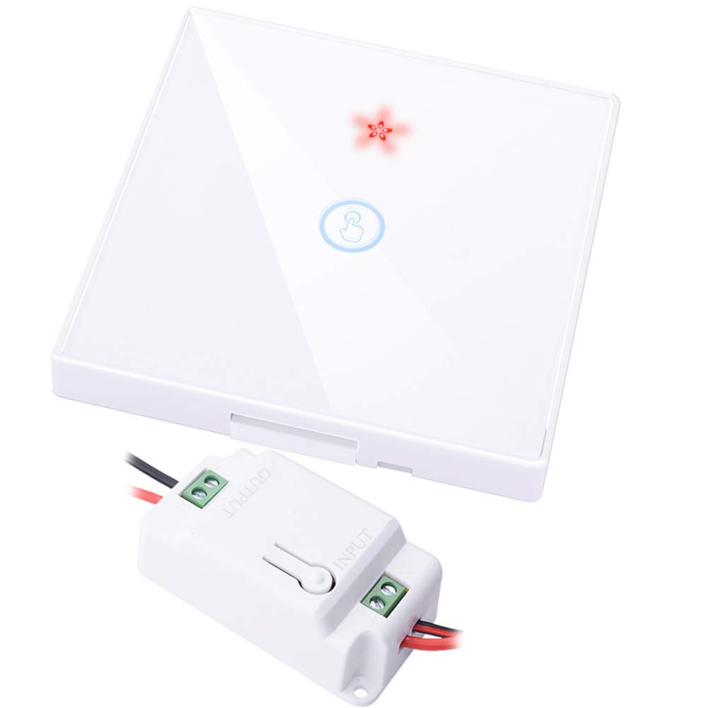 QLPP 1 gang smart Switch,Wireless touch Switch Light Glass Screen RF Remote Control,Petal Indicator Light,Hid Tempered Glass,B