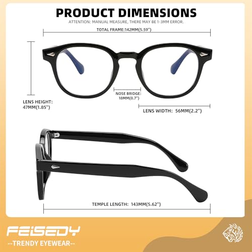 Image of FEISEDY Retro Vintage Round Blue Light Blocking Glasses Classic Eyewear Frame for Women Men B2349