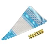 bagima sacchetti per dolcetti trasparenti a forma di cono 50 confezioni sacchetti per popcorn trasparenti a forma di cono sacchetti per caramelle in cellophane con laccio (blu 4 seta *