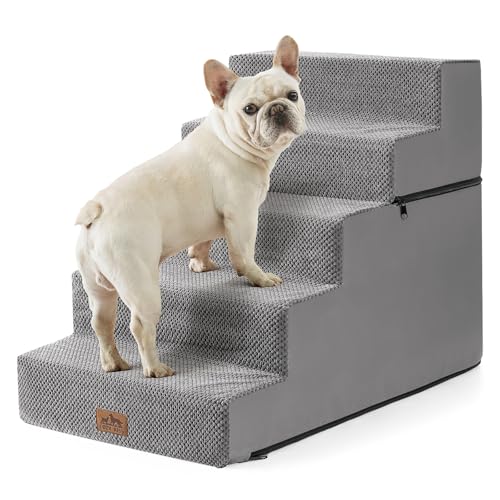 Image of COZY KISS Dog Stairs for Small Dogs, 5 Step Pet Stairs for Beds & Couches