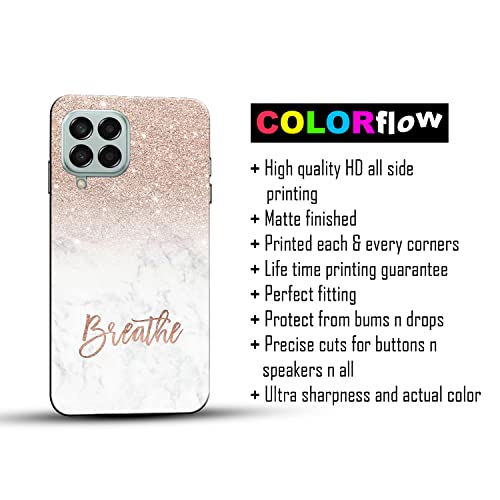 Image of COLORflow Back Cover Compatible with Samsung Galaxy M12 / A12 / F12 | (Best for Girls) Quotes (Breathe) Marble | Designer Printed Hard CASE Bumper Back Cover