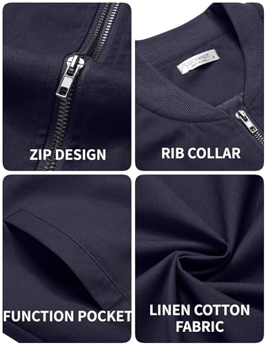 Image of COOFANDY Mens Light Cotton Bomber Jacket Flight Casual Softshell Varisty | Lightweight Zip Up Jackets,Soft Breathable Fabric,Perfect for Streetwear Daily Commute Travel,Fashion Windbreaker for Winter