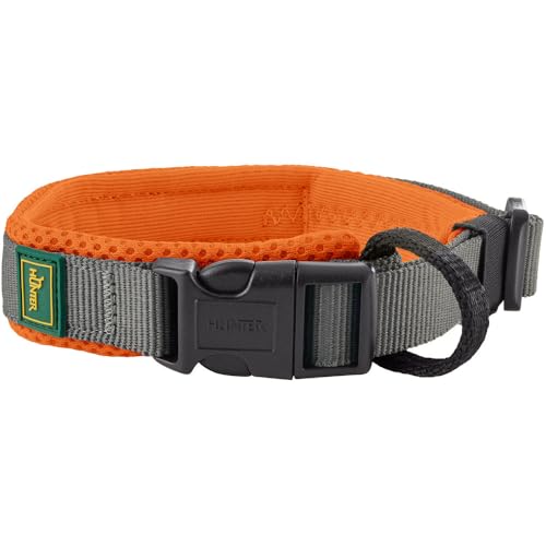 Hunter Halsband Maldon, Farbe: orange, atmungsaktives Mesh, Robustes Nylon, lautlos & allergikerfreundlich, Zugentlastung, integriertes Adresslabel, besonders leicht, Größe: M