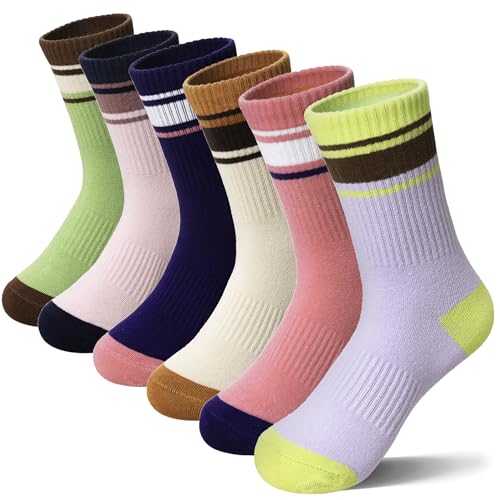 Chaussettes de sport fille SEEYAN finis les pieds moites en coton respirant 6 paires