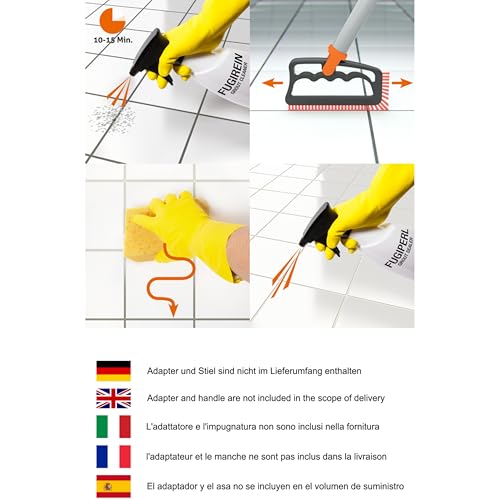 FUGINATOR® Fugenbürste grau/orange-Reinigungsbürste zur Fugenreinigung in Bad, WC, Küche-Reinigung von Wand- und Bodenfliesen - Handliche Bürste für Fugen und Fliesen