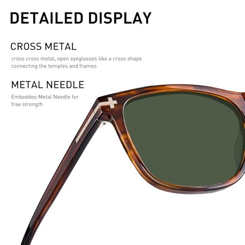 AVAWAY Green Lens Retro Square Polarized Sunglasses for Men UV400 Protection, Acetate Fashion Driving Eyewears Male Outdoor Sport Glasses, standard4