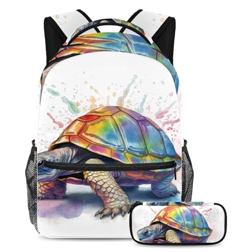 Ensemble cartable multicolore Iridescence Art Turtle 155 grand sac à dos fille garçon