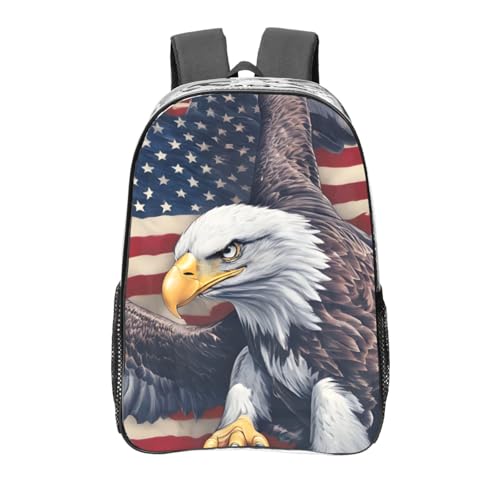 American Eagle Print Work Travel Stadium Events Transparent Backpack PVC Clear Bag Large Side Pockets