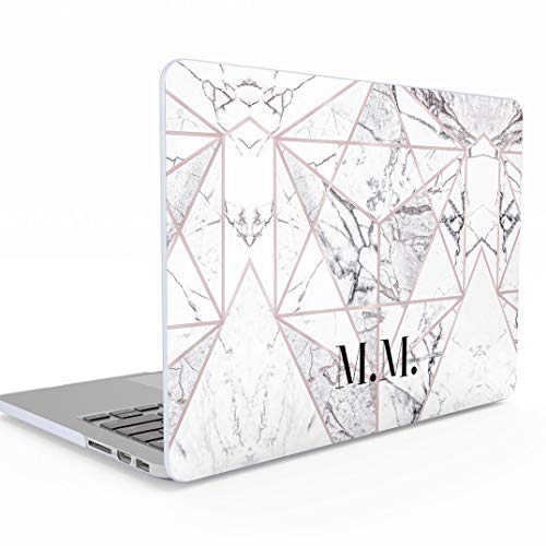 Funda Personalizada Blanco Marmol Custom Letters Name Initial Geometric White Marble Blocks Macbook Air 13 Pulgadas Release 2018-2019 Modelo:...