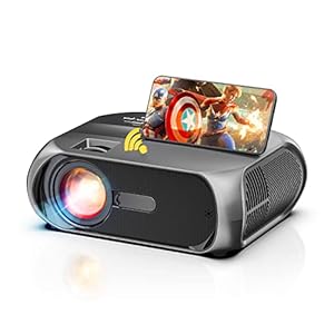 Outdoor Projector WiFi, Full HD Projector 1080P Ondersteund, 6500 Lumen, 9000: 1 Contrast, Native 720P, Draagbare Lichtgewicht Projector voor Film, Smartphone, iOS, Home Cinema, HDMI, USB, TV Stick