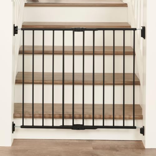 Image of Regalo Safety 24 inch-40.5 inch Extra Wide Baby Gate for Top of Stairs & Dooways | Hardware Mounted, For Babies, Toddlers & Pets, Black, Tested & Trusted for 30 Years