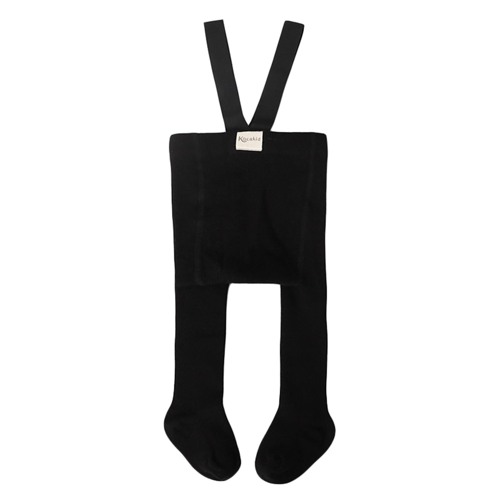 Baby Girl Boy Suspender Tights Pantyhose Ribbed Knit Leggings Stockings Solid Color High Waist Cute Footed Pants (A-Black, 2-3 Years)
