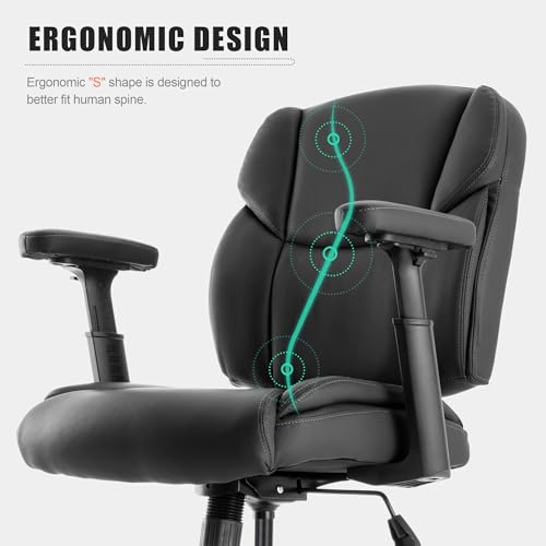 Image of Okeysen Drafting Chair Standing Desk Chair, 500 LBS Leather Big and Tall Office Chair with Adjustable Armrests & Foot Ring, Modern Tall Desk Chair with Mid Back, Swivel Rolling Drafting Stool.
