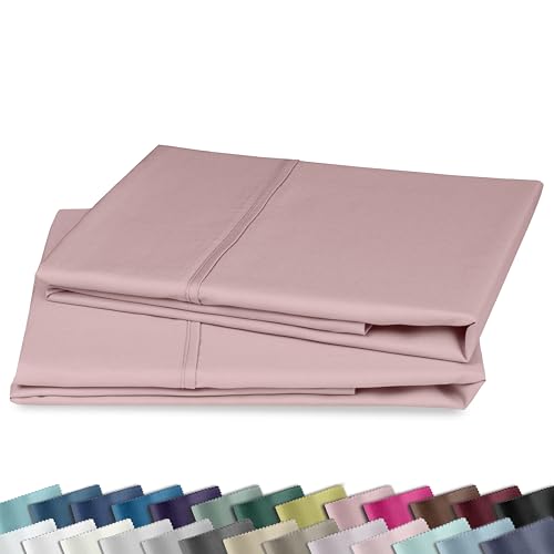 Image of California Design Den Pillow Cases King Size Set of 2-400 Thread Count Sateen, Natural 100% Cotton Pillowcases King, Soft, Roomy and Breathable - Mauve