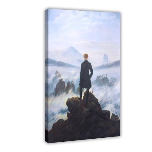 Toile The Wanderer de Friedrich : cadre déco mural pour bureau moderne